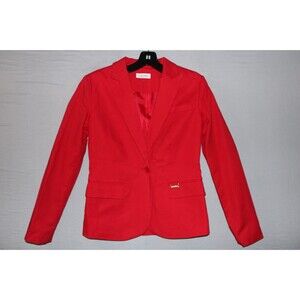 Calvin Klein Jacket Pant Suit Size 2 Pants Red 1 Button